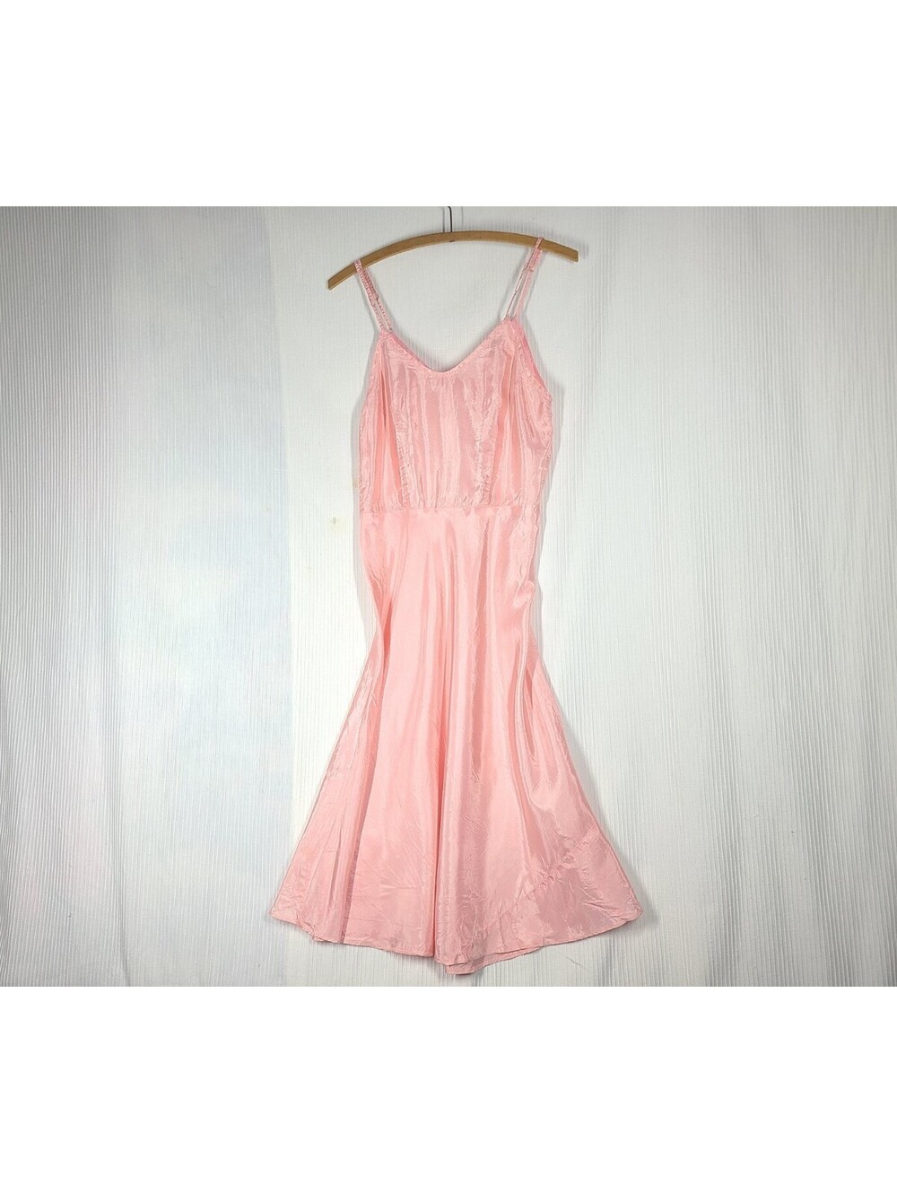 Vtg 40s Bias Cut Full Slip Candy Pink Woven Acetate Nylon B33 Xs S Pinup Rare